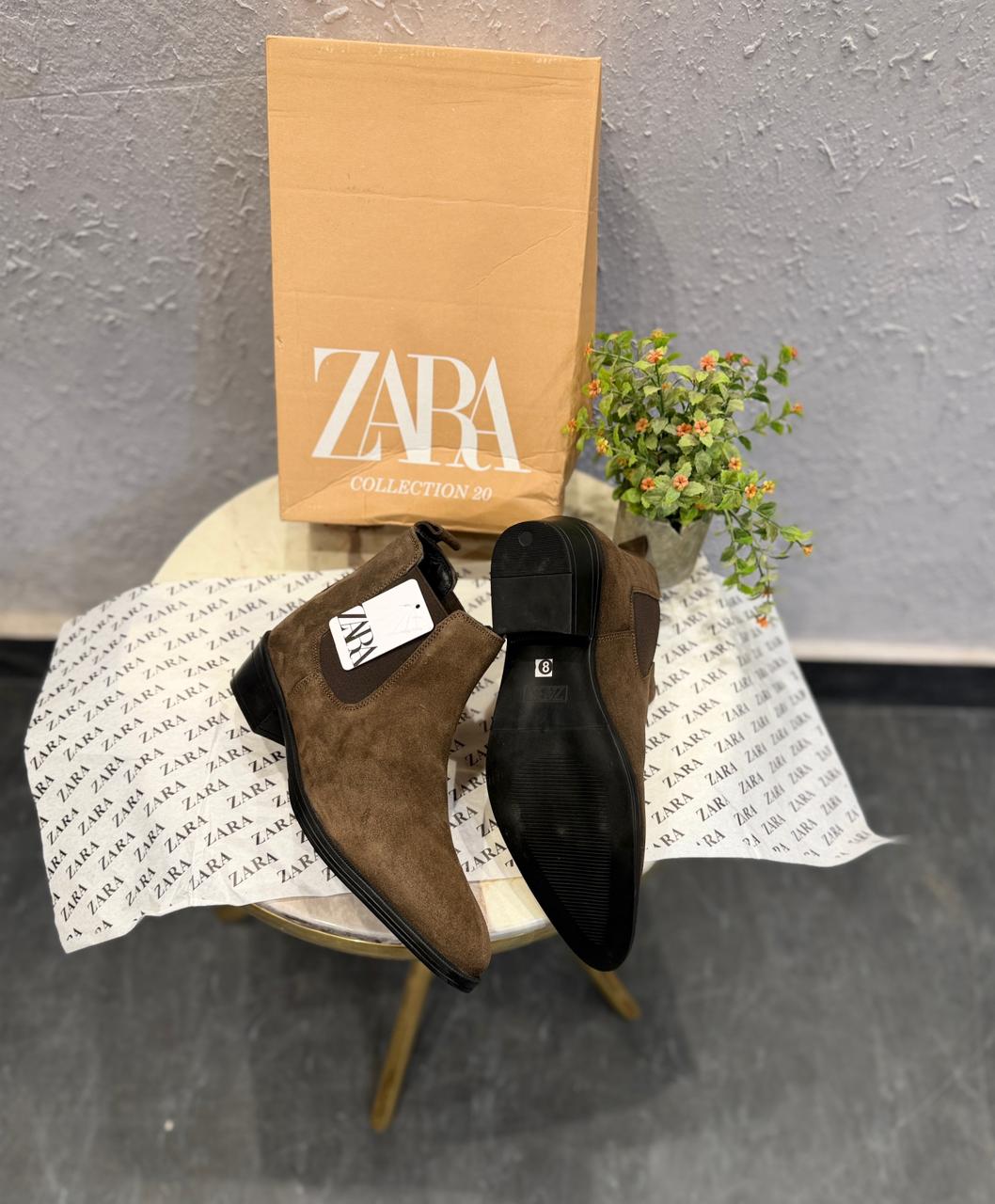 ZARA SURPLUS LEATHER POINTED CHELSEA BOOTS