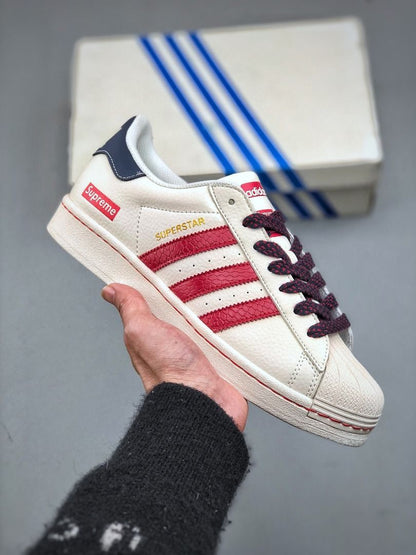ADIDAS ORIGINALS SUPERSTAR WHITE RED SUPREME