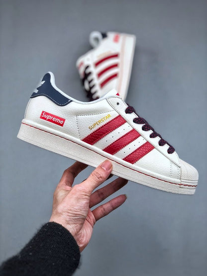 ADIDAS ORIGINALS SUPERSTAR WHITE RED SUPREME