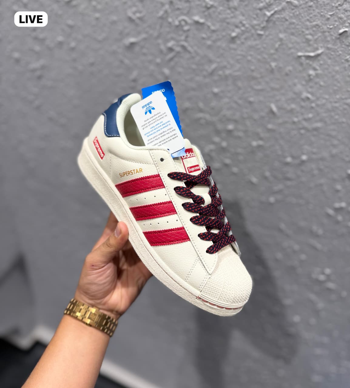 ADIDAS ORIGINALS SUPERSTAR WHITE RED SUPREME