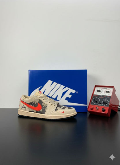 AIR JORDANS RETRO 1 LOW STUSSY X TRAVIS CAMO