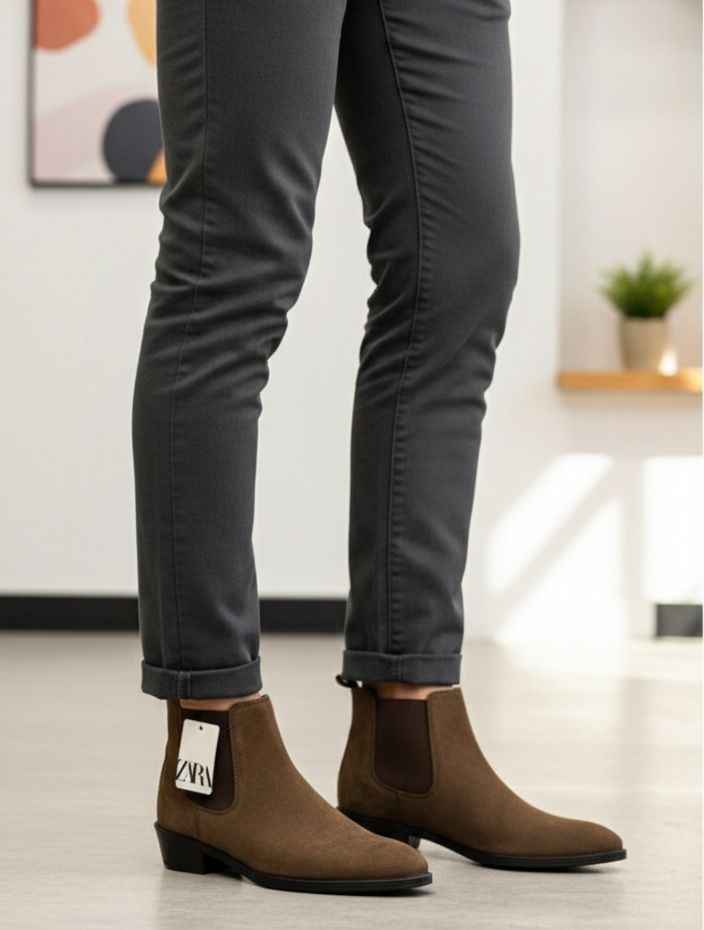 ZARA SURPLUS LEATHER POINTED CHELSEA BOOTS