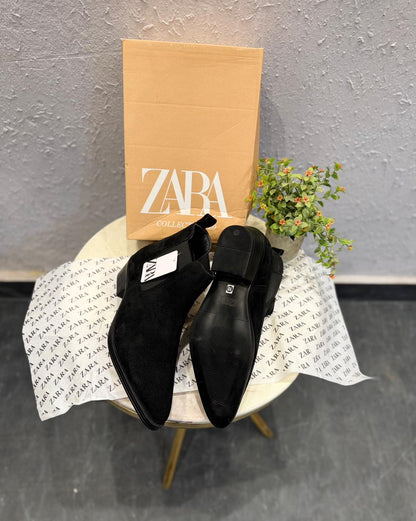 ZARA SURPLUS LEATHER POINTED CHELSEA BOOTS
