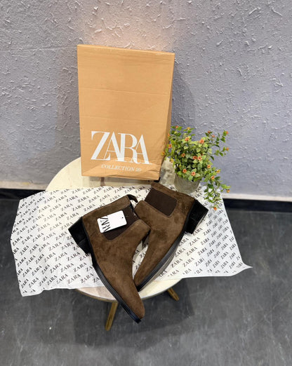 ZARA SURPLUS LEATHER POINTED CHELSEA BOOTS