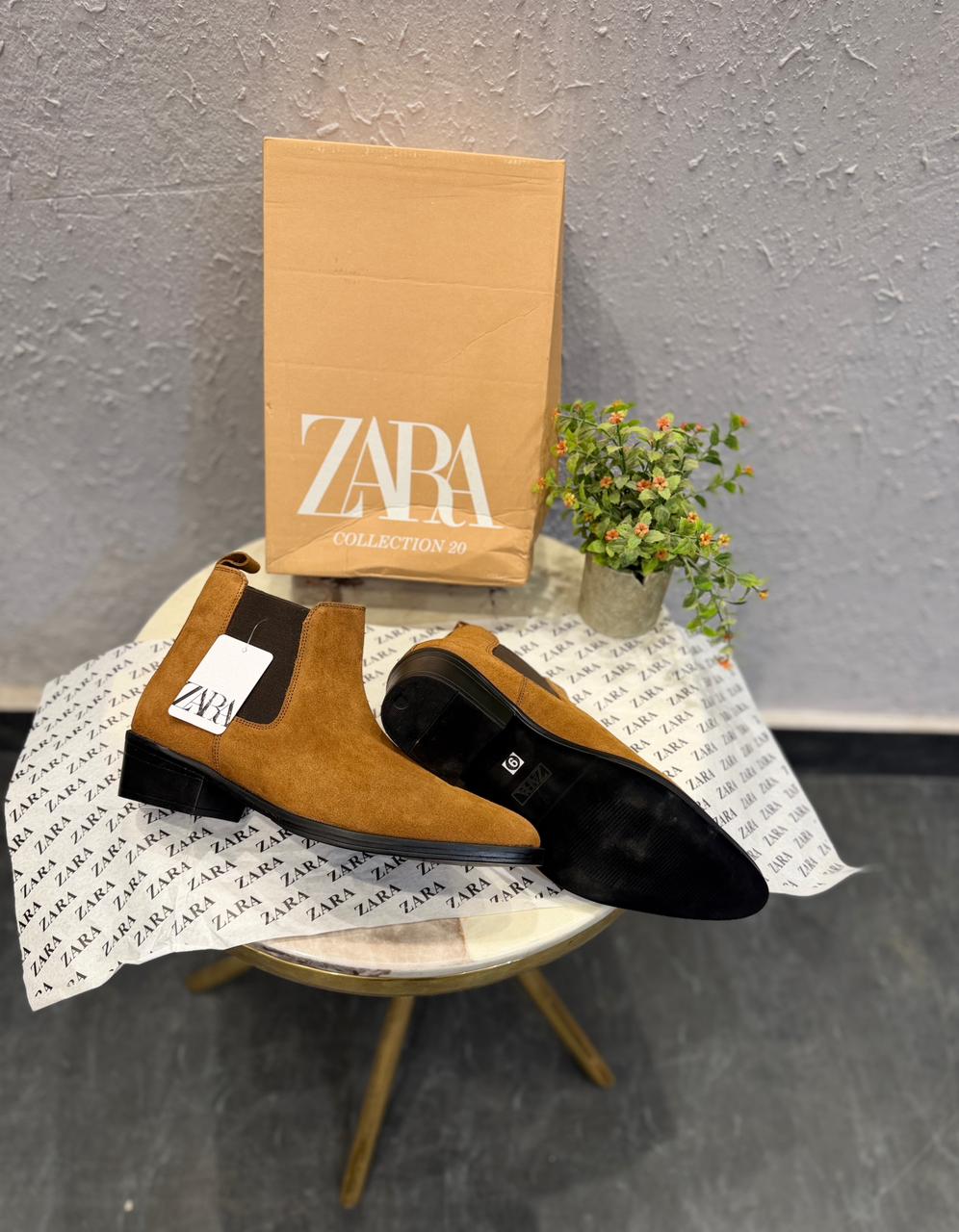 ZARA SURPLUS LEATHER POINTED CHELSEA BOOTS