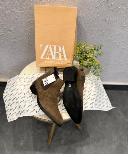 ZARA SURPLUS LEATHER POINTED CHELSEA BOOTS